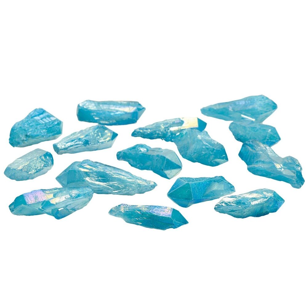 9935 Raw Irregular Titanium Coated Natural Rock Quartz Crystal Points